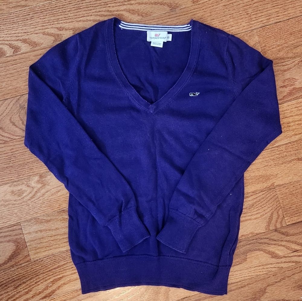 Vineyard Vines Women's Deep Purple V-Neck Sweater